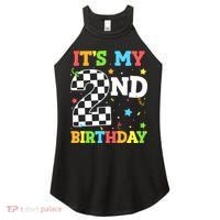 ItS My 2nd Birthday Boy 2 Two Racing Car Flag Race Car Women's Perfect Tri Rocker Tank thumb 0