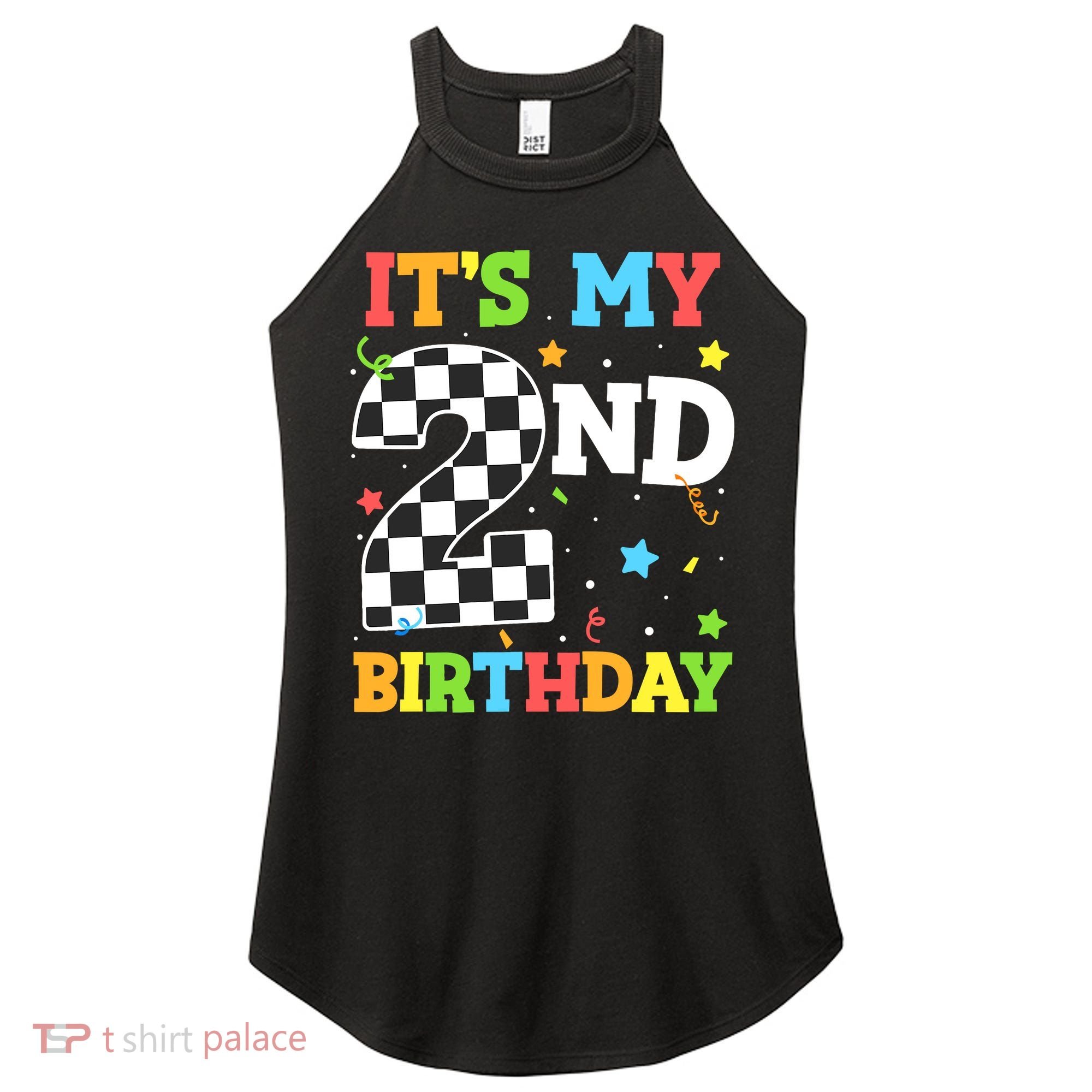 ItS My 2nd Birthday Boy 2 Two Racing Car Flag Race Car Women's Perfect Tri Rocker Tank