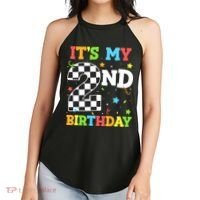 ItS My 2nd Birthday Boy 2 Two Racing Car Flag Race Car Women's Perfect Tri Rocker Tank thumb 2