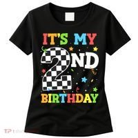 ItS My 2nd Birthday Boy 2 Two Racing Car Flag Race Car Women's T-Shirt thumb 0