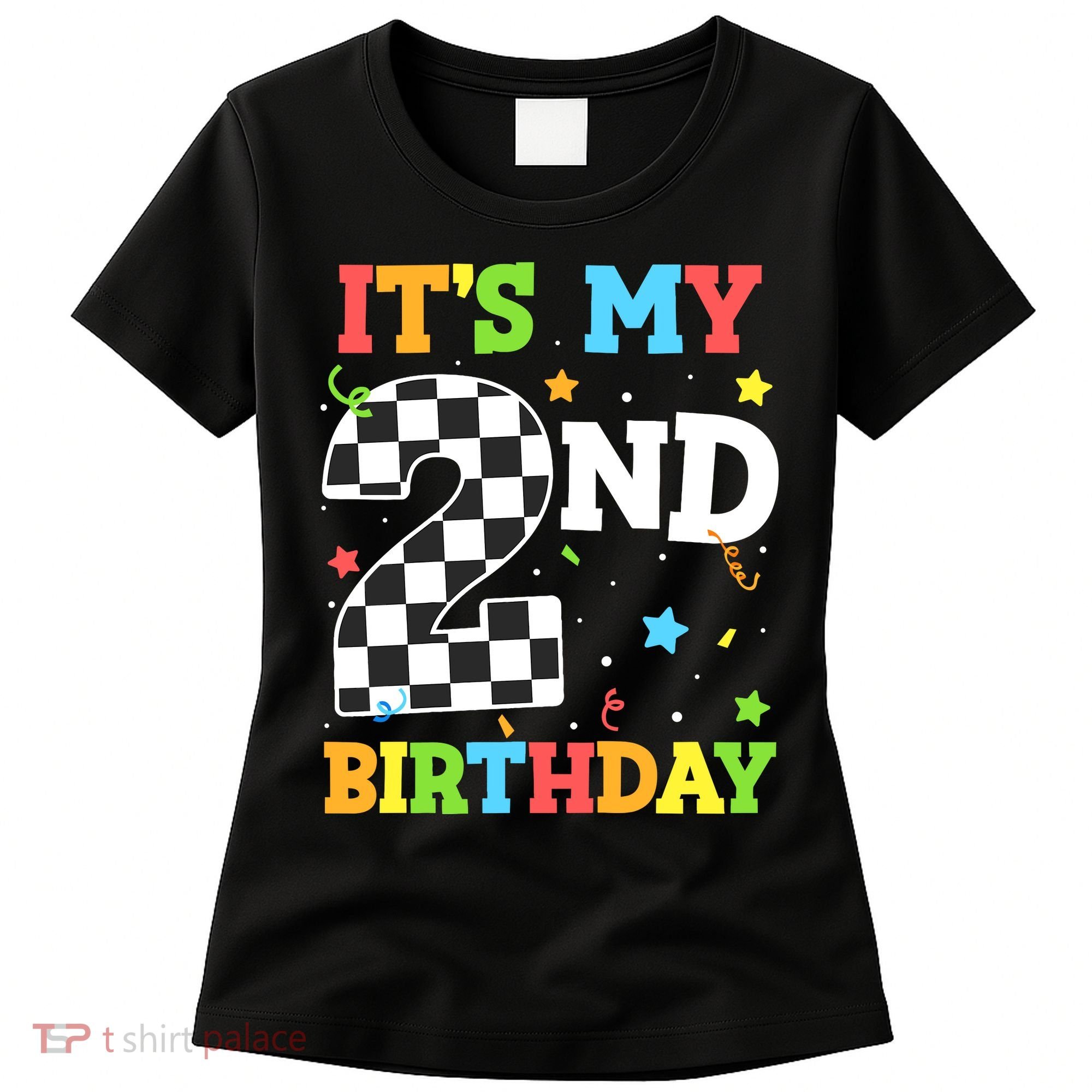 ItS My 2nd Birthday Boy 2 Two Racing Car Flag Race Car Women's T-Shirt