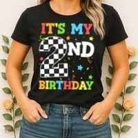 ItS My 2nd Birthday Boy 2 Two Racing Car Flag Race Car Women's T-Shirt thumb 2
