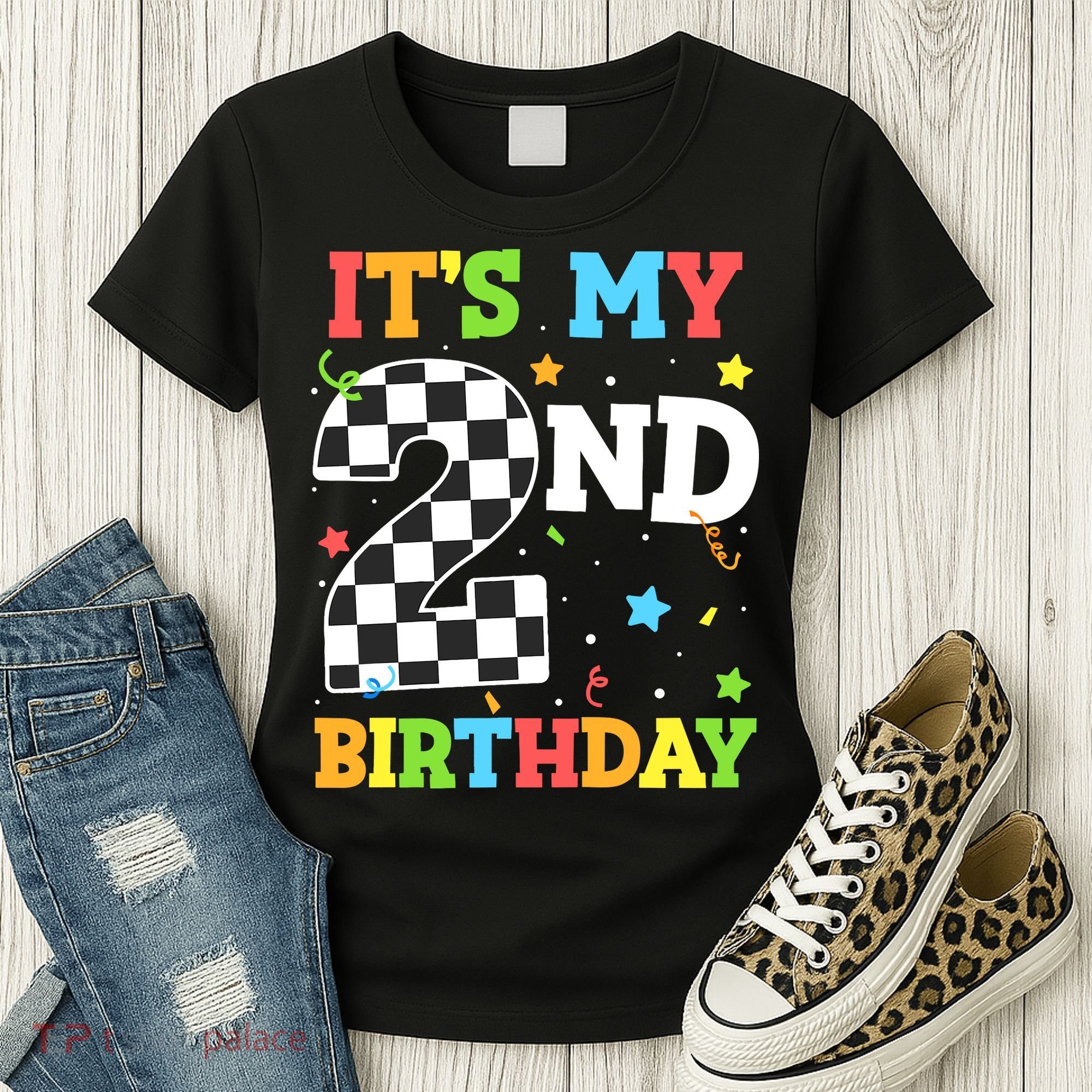 ItS My 2nd Birthday Boy 2 Two Racing Car Flag Race Car Women's T-Shirt