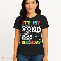 ItS My 2nd Birthday Boy 2 Two Racing Car Flag Race Car Women's T-Shirt thumb 4