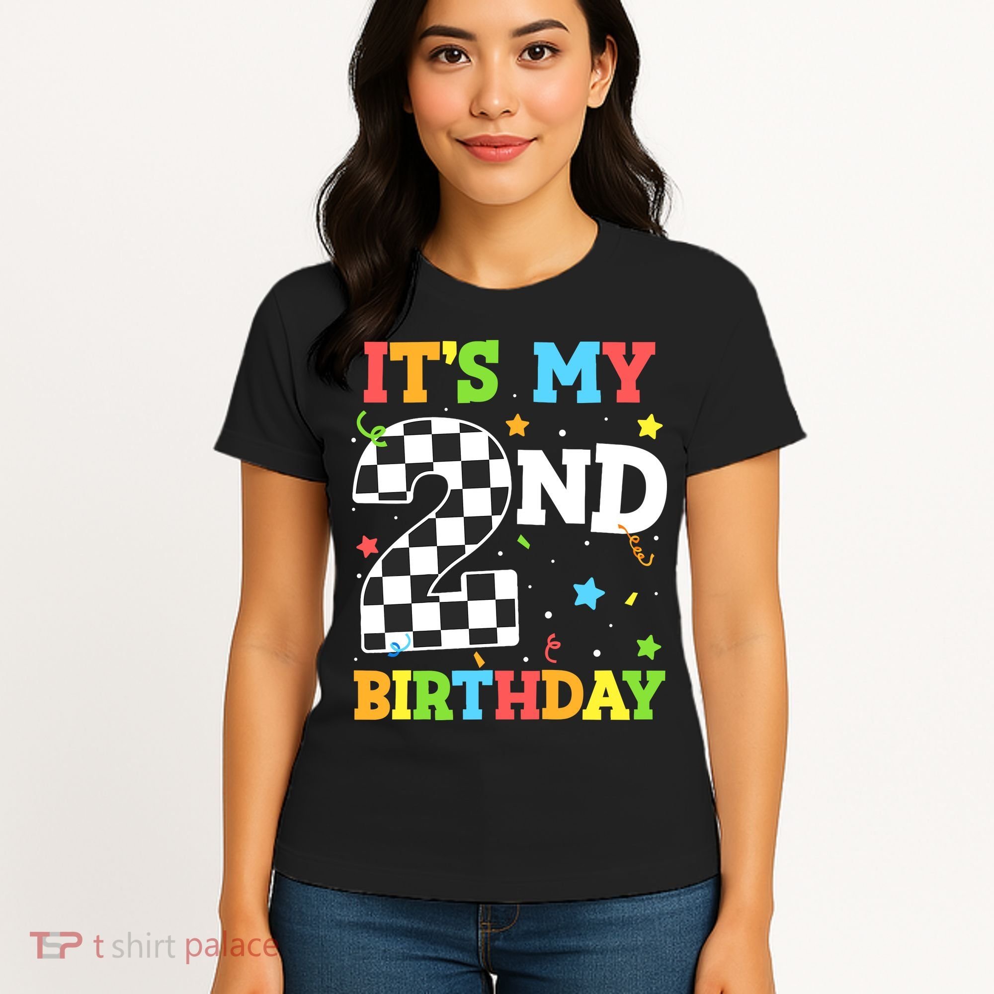 ItS My 2nd Birthday Boy 2 Two Racing Car Flag Race Car Women's T-Shirt
