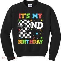 ItS My 2nd Birthday Boy 2 Two Racing Car Flag Race Car Kids Sweatshirt thumb 0