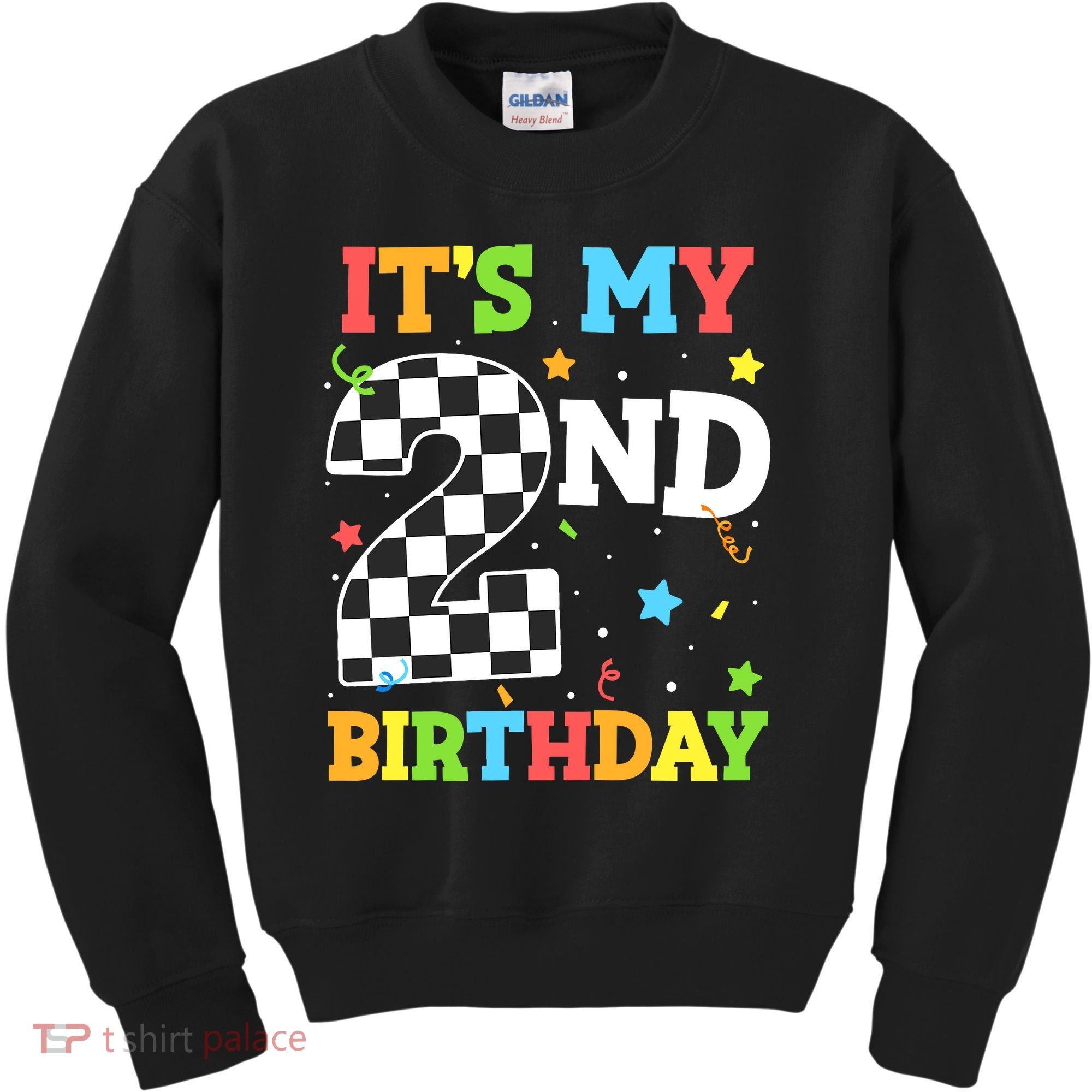 ItS My 2nd Birthday Boy 2 Two Racing Car Flag Race Car Kids Sweatshirt