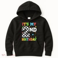 ItS My 2nd Birthday Boy 2 Two Racing Car Flag Race Car Kids Hoodie thumb 0