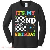 ItS My 2nd Birthday Boy 2 Two Racing Car Flag Race Car Kids Long Sleeve Shirt thumb 0