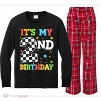 ItS My 2nd Birthday Boy 2 Two Racing Car Flag Race Car Kids Long Sleeve Plaid Pajama Set thumb 0