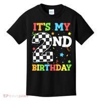 ItS My 2nd Birthday Boy 2 Two Racing Car Flag Race Car Kids T-Shirt thumb 0
