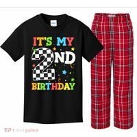 ItS My 2nd Birthday Boy 2 Two Racing Car Flag Race Car Kids Plaid Pajama Set thumb 0
