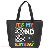 ItS My 2nd Birthday Boy 2 Two Racing Car Flag Race Car Tote Bag thumb 0