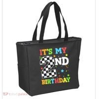 ItS My 2nd Birthday Boy 2 Two Racing Car Flag Race Car Tote Bag thumb 2