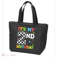 ItS My 2nd Birthday Boy 2 Two Racing Car Flag Race Car Tote Bag thumb 3