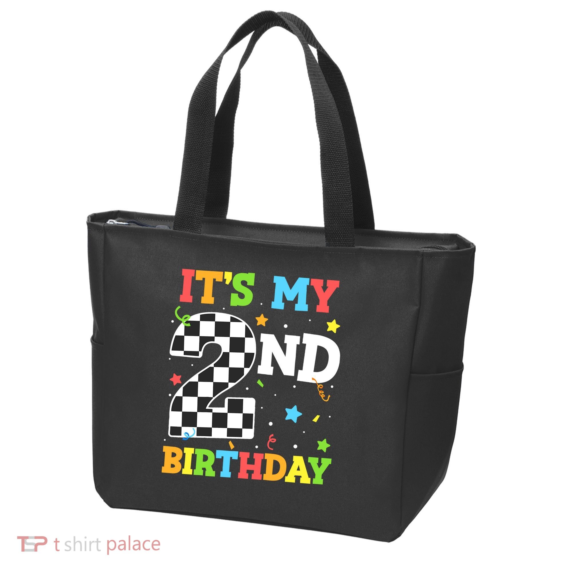 ItS My 2nd Birthday Boy 2 Two Racing Car Flag Race Car Tote Bag