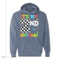 ItS My 2nd Birthday Boy 2 Two Racing Car Flag Race Car Comfort Colors Garment-Dyed Hooded Sweatshirt thumb 0