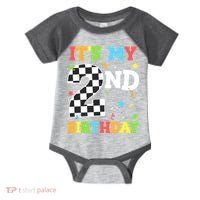 ItS My 2nd Birthday Boy 2 Two Racing Car Flag Race Car Infant Baby Jersey Bodysuit thumb 0