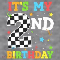 ItS My 2nd Birthday Boy 2 Two Racing Car Flag Race Car Women's Racerback Cropped Tank thumb 2