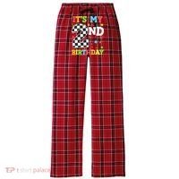 ItS My 2nd Birthday Boy 2 Two Racing Car Flag Race Car Women's Flannel Plaid Pajama Pants thumb 0