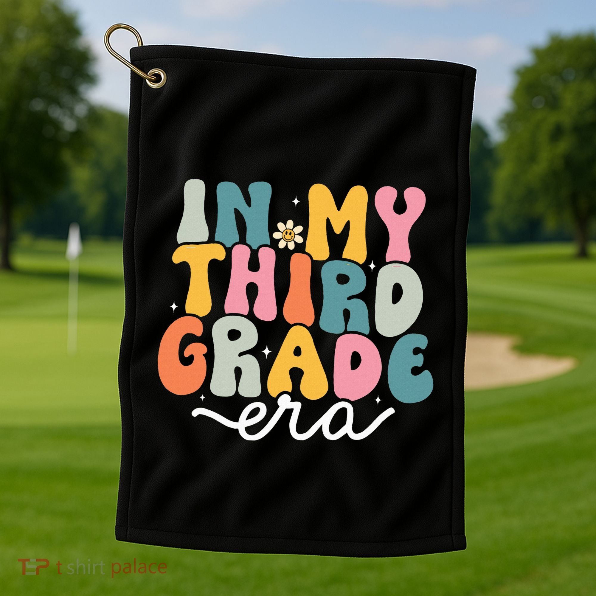In My 3rd Grade Era Groovy Third Grade Teacher Retro Golf Towel