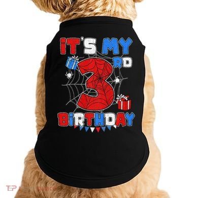 ItS My 3rd Birthday Spider Theme Party 3 Year Old Doggie Tank