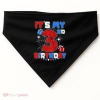 ItS My 3rd Birthday Spider Theme Party 3 Year Old USA-Made Doggie Bandana thumb 0