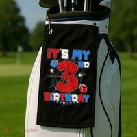 ItS My 3rd Birthday Spider Theme Party 3 Year Old Golf Towel thumb 2