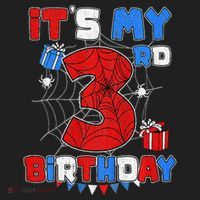 ItS My 3rd Birthday Spider Theme Party 3 Year Old Golf Towel thumb 3