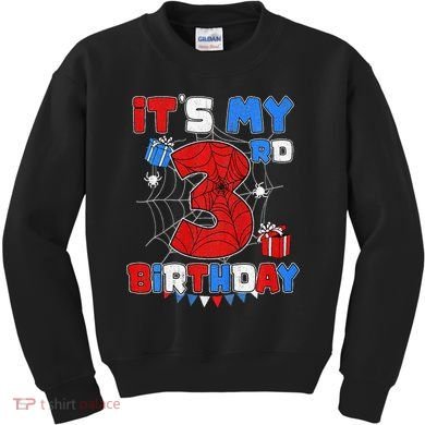 ItS My 3rd Birthday Spider Theme Party 3 Year Old Kids Sweatshirt