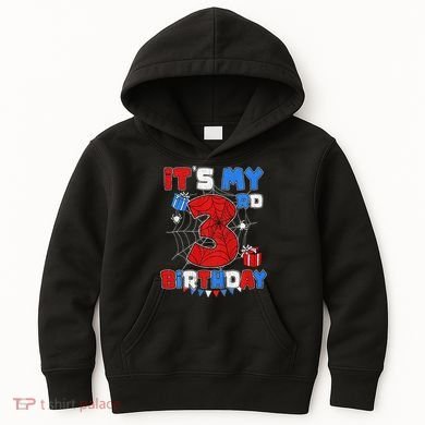 ItS My 3rd Birthday Spider Theme Party 3 Year Old Kids Hoodie