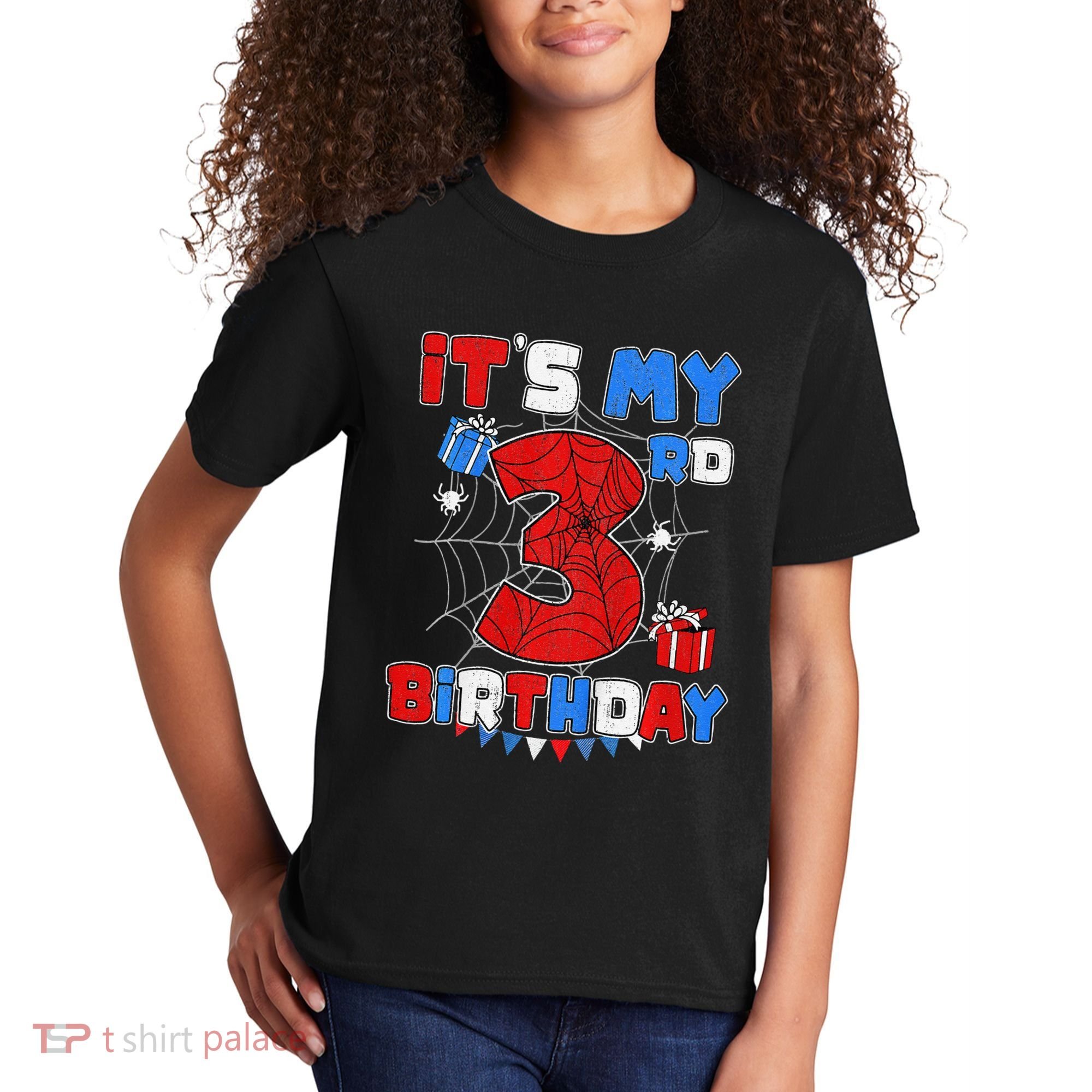 ItS My 3rd Birthday Spider Theme Party 3 Year Old Kids T-Shirt