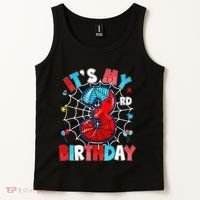 ItS My 3rd Birthday Spider Theme Party 3 Years Old Tank Top thumb 2