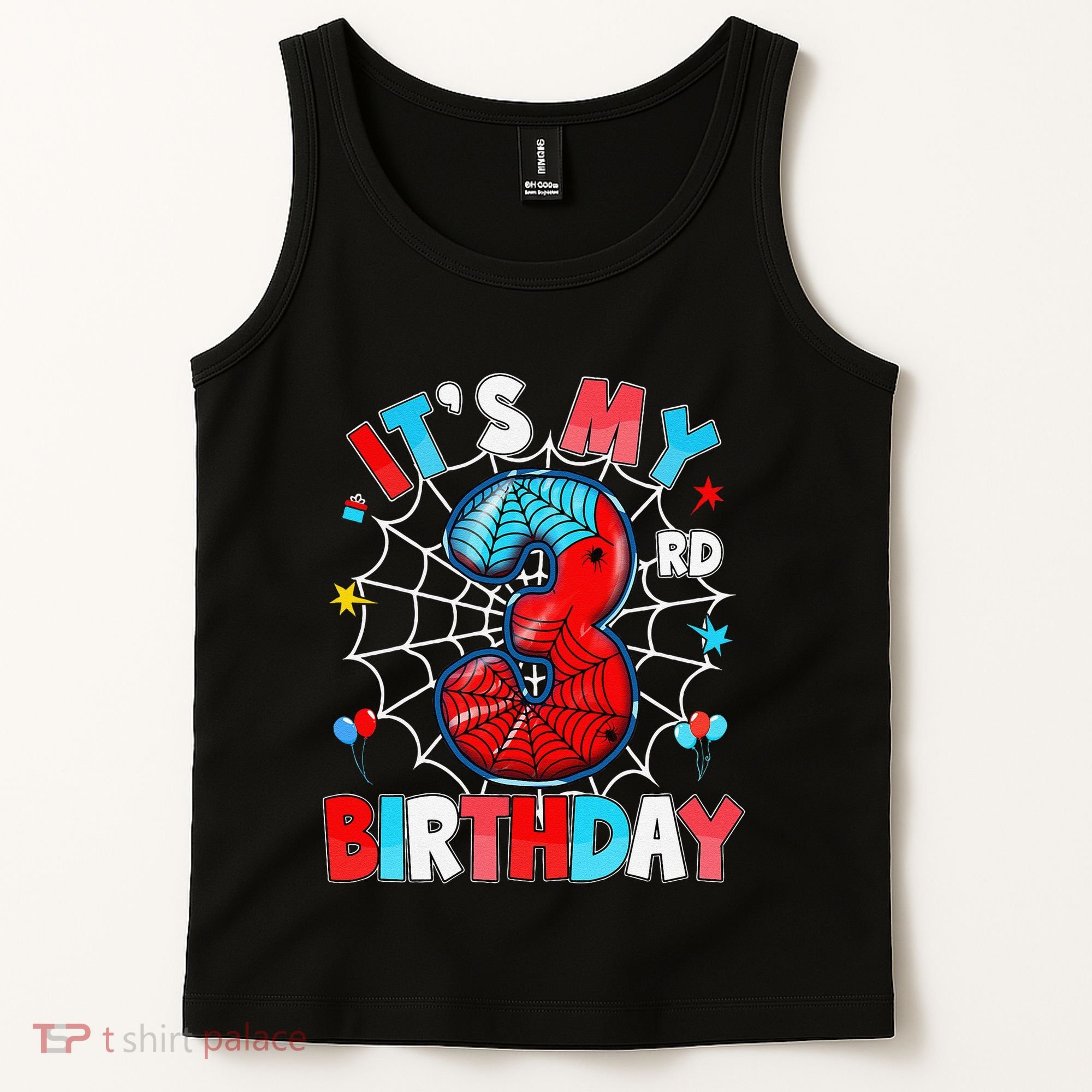 ItS My 3rd Birthday Spider Theme Party 3 Years Old Tank Top