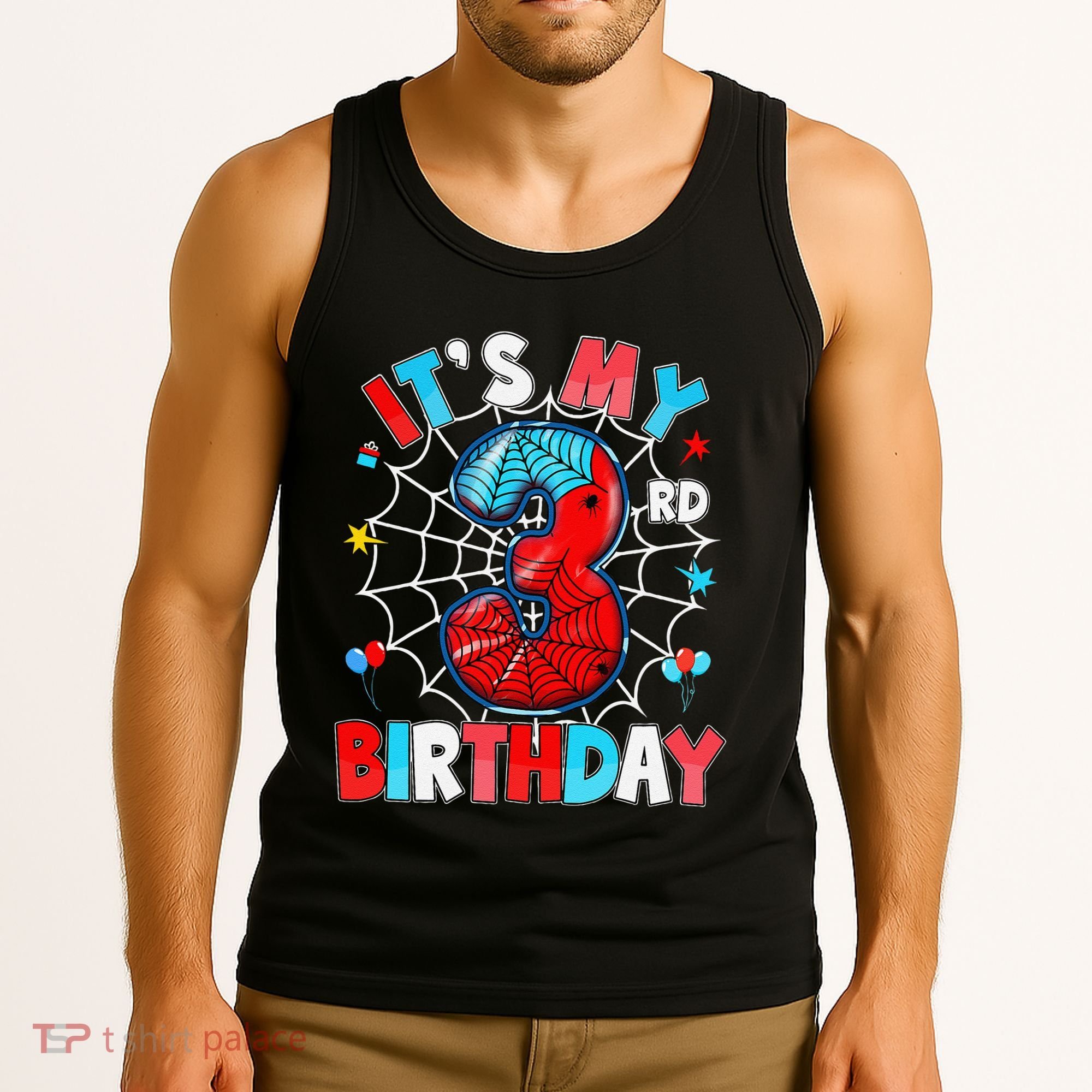 ItS My 3rd Birthday Spider Theme Party 3 Years Old Tank Top