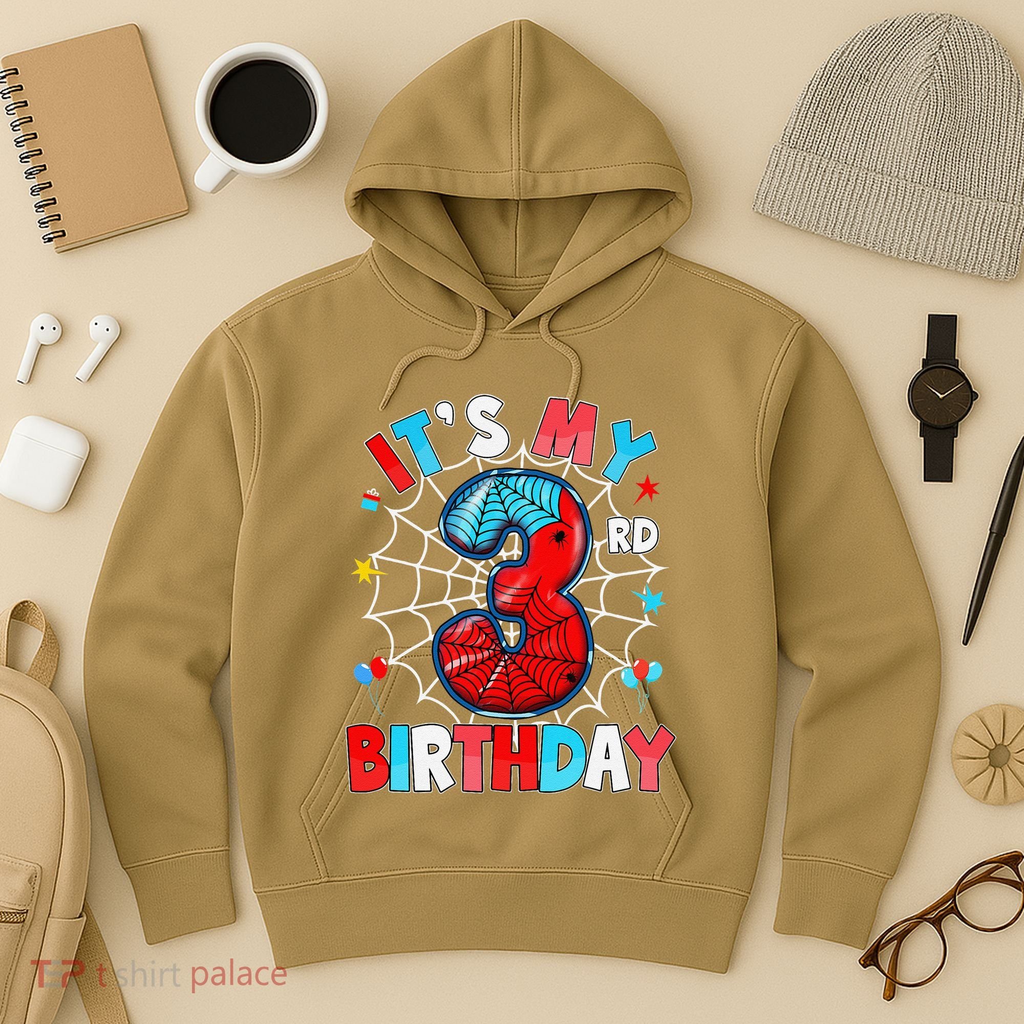 ItS My 3rd Birthday Spider Theme Party 3 Years Old Hoodie