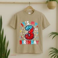 ItS My 3rd Birthday Spider Theme Party 3 Years Old T-Shirt thumb 2