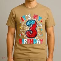 ItS My 3rd Birthday Spider Theme Party 3 Years Old T-Shirt thumb 3
