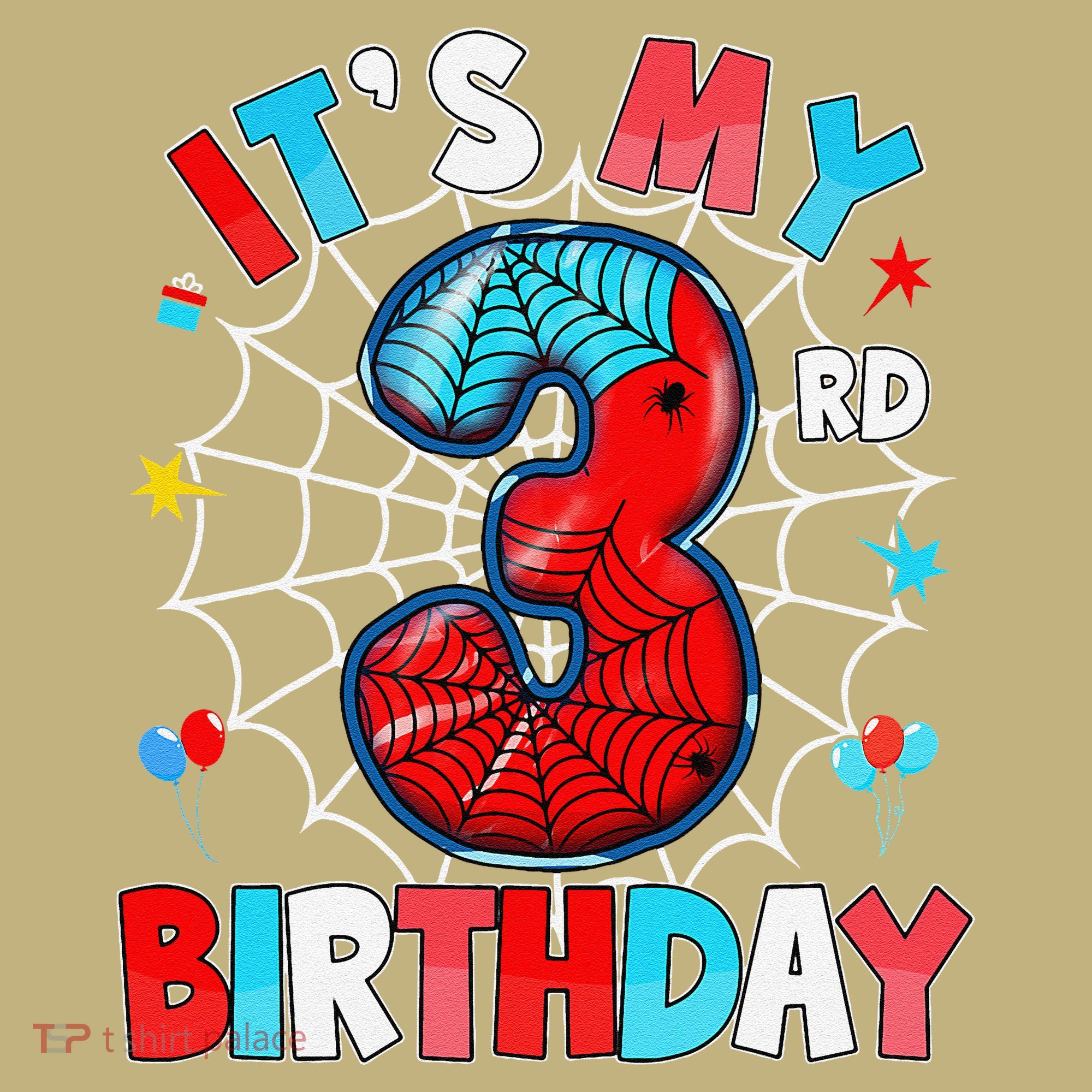 ItS My 3rd Birthday Spider Theme Party 3 Years Old T-Shirt