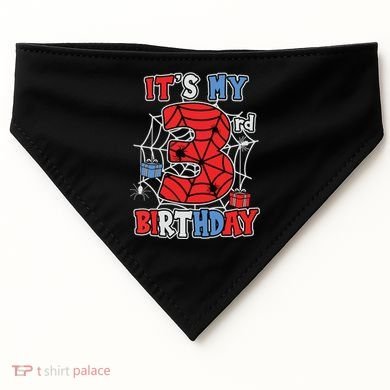 Its My 3rd Birthday Spider Theme Party 3 Year Old Boy USA-Made Doggie Bandana