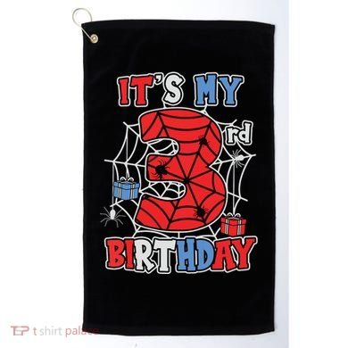 Its My 3rd Birthday Spider Theme Party 3 Year Old Boy Golf Towel
