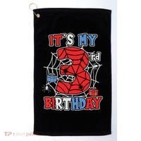 Its My 3rd Birthday Spider Theme Party 3 Year Old Boy Golf Towel thumb 0