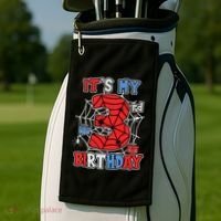Its My 3rd Birthday Spider Theme Party 3 Year Old Boy Golf Towel thumb 2