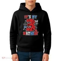 Its My 3rd Birthday Spider Theme Party 3 Year Old Boy Kids Hoodie thumb 4