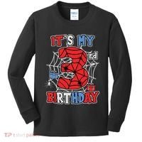 Its My 3rd Birthday Spider Theme Party 3 Year Old Boy Kids Long Sleeve Shirt thumb 0