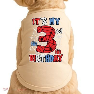 Its My 3rd Birthday Spider Theme Party 3 Year Old Boy Doggie Tank