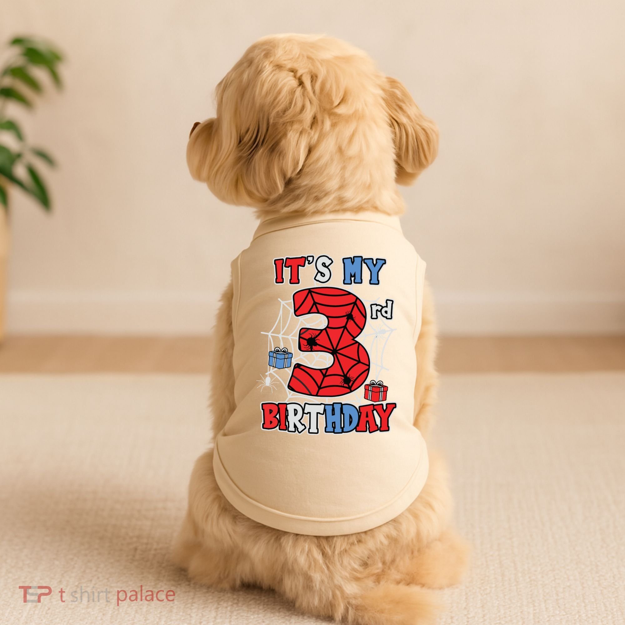 Its My 3rd Birthday Spider Theme Party 3 Year Old Boy Doggie Tank