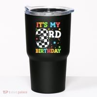 ItS My 3rd Birthday Boy 3 Two Racing Car Flag Race Car Tumbler thumb 0
