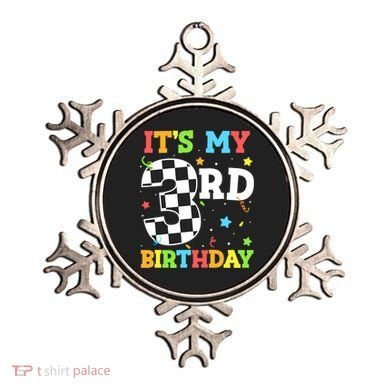 ItS My 3rd Birthday Boy 3 Two Racing Car Flag Race Car Ornament