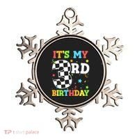 ItS My 3rd Birthday Boy 3 Two Racing Car Flag Race Car Ornament thumb 0